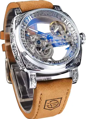 FORSINING Fancy Uhren für Männer, quadratische Retro mechanische Uhr Self-Wind g