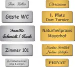 Klingelschild mit Gravur selbstklebend Namensschild Haustürschild Namensschilder für den Briefkasten Briefkastenschild personalisiert Willkommensschild Türschild, Modern, in silber und gold