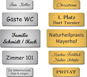 Klingelschild mit Gravur selbstklebend Namensschild Haustürschild Namensschilder
