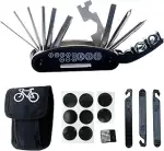 DAWAY B32 Fahrrad Reparaturset - 16-in-1 Multitool, Selbstklebende Flicken, Reifenheber & Tragbar...
