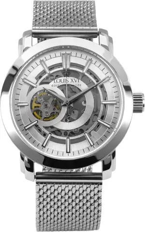 LOUIS XVI Versailles 2.0 Automatik 1921 - Ø 43.5 mm - Herren Uhr - Wasserdicht - Skelettuhr - Armband Silber - Zifferblatt Silber – Automatikuhr