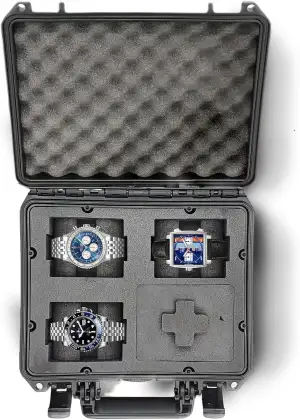 MC-CASES ® Uhrenkoffer für 4 Uhren - Wasserdicht - Abschließbar - Extrem geschützt - Made in Germany