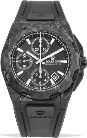 LOUIS XVI Herren-Armbanduhr La Vauguyon Forged Carbon Kautschukband Schwarz Supe