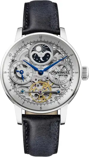 Ingersoll The Jazz 42 mm Automatik-Mondphasenuhr für Herren mit Skeleton-Zifferb