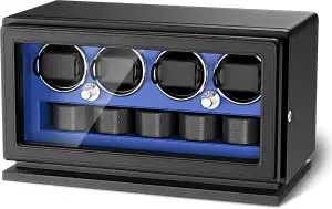 Uhrenbeweger, 2-in-1-Uhrenbeweger mit Schlüsselschloss für 3/4/6 Automatikuhren 