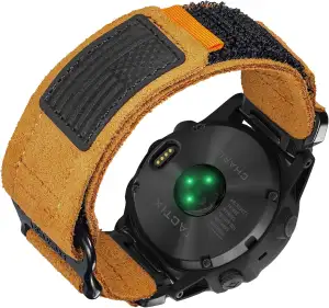 Weiches Wildlederarmband, 22mm Militärarmband Kompatibel mit Garmin Fenix 8 47m/