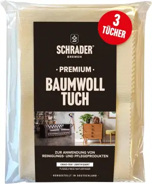 Schrader Premium Baumwolltuch - Poliertuch für alle Oberflächen, Möbel, Kleidung, Leder, Holz - cremefarben - 25x33cm - 3 Stück