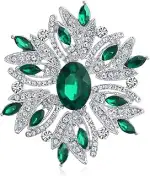 Mode Große Erklärung Vintage-Stil Simulierten Edelstein Kristall Schal Blume Art Deco Brosche Pin...