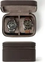 TAWBURY Leder-Uhrenetui für Reisen - Uhrenbox für 2 Uhren | Herren Uhrenkasten | Braunes Leder | Watch Box Travel