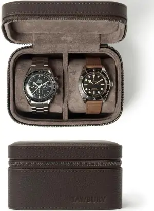 TAWBURY Leder-Uhrenetui für Reisen - Uhrenbox für 2 Uhren | Herren Uhrenkasten |
