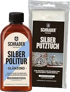 SCHRADER Silberpflege-Set - Silberpoliermittel und Silberputztuch für Schmuck & 