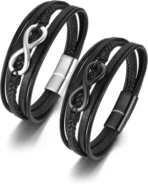 JSDDE Prächen Lederarmbänder Leder Armband Infinity Unendlichkeit Symbol Armreif