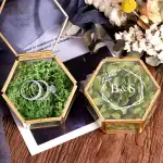 Kenon Personalisierte Glas-Ringbox, geometrische goldene Ringbox, Verlobungsringbox, Hochzeitsant...