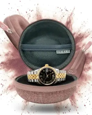 AKIELO Uhrengehäuse – Reise Uhrenbox Reinigungstuch und Geschenkbox – Für Männer